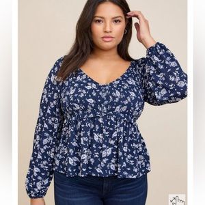 Cropped floral smocked babydoll